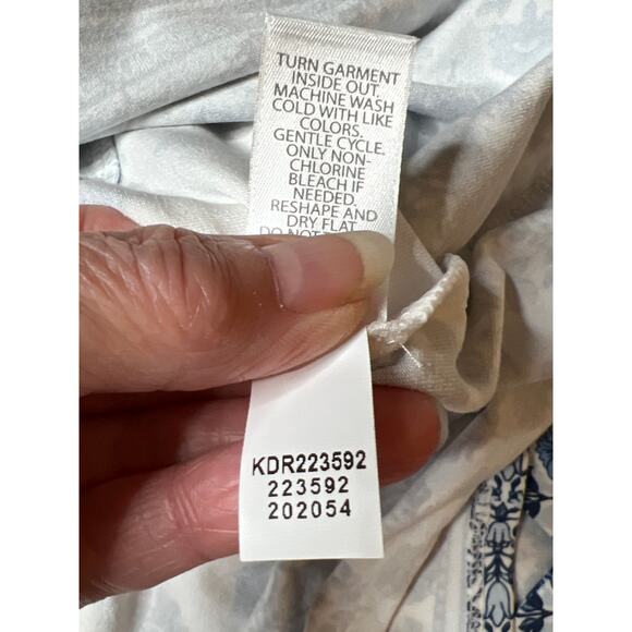 J.Jill Wearever size L dress white/blue sleeveless pockets office summer cruise - Picture 7 of 8